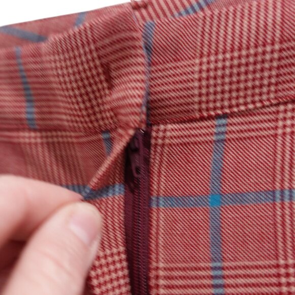 NWT NIU Women's Plaid Dress Pants Trousers Sz M Red Pleated Wool Blend Preppy - Picture 4 of 11